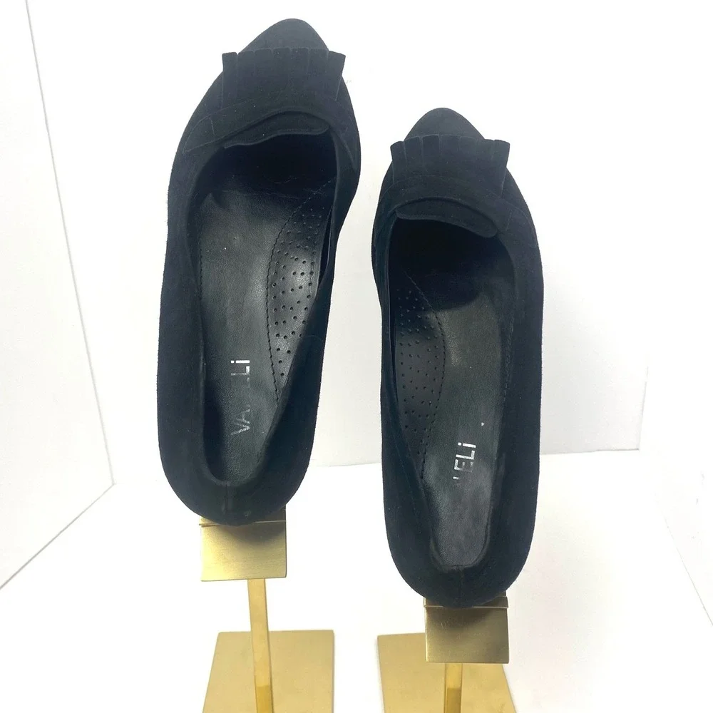 Vaneli Womens Black Suede Kiltie Fringe Pointed Toe‎ Loafers Flats Size 11M
